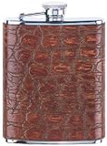 Review Simran  / Simran HF-6-ILH Ajmer 6 oz. Brown Crocodile Skin Italian Leather Stainless Steel Flask