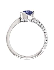 18K White Gold 7.00x5.00mm Oval Cut Iolite and Diamond Ring -- LIFETIME WARRANTY