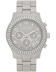 Michael Kors Womens MK5566 Grey Ceramic Bracelet Silver Dial Chronograph Watch
