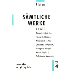 Platon. S�mtliche Werke Bd. 1:  Apologie des Sokrates, Kriton, Ion, Hippias II, Theages, Alkibiades I, Laches, Charmides, Euthyphron, Protagoras, Gorgias, Menon, Hippias I, Euthydemos, Menexenos. �bers. v. Friedrich Schleiermacher.
