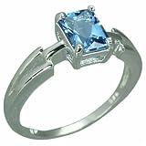 1.75 Carats Radiant Cut Genuine London Blue Topaz Sterling Silver Ring