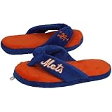 MLB New York Mets Royal Blue-Orange Plush Unisex Thong Slippers (X-Large)