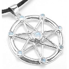 Sterling Silver Elven or Faerie Seven Pointed Star Septagram Pendant Necklace... by  