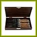 LAGUIOLE - 6 STEAK KNIVES - exotic brown BUBINGA wood - in quality HEAVIER 25/10 stainless steel (micro-serrated blade - very sharp - ideal steak knife !) - gift-wrap available! - direct from FRANCE