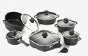Karcher 112303 Kochtopf Set - hochwertiges 12-teiliges Aluguss  Kochtopf Set mit Rechteckpfanne  - 3-fach Antihaftbeschichtung -  schwarz