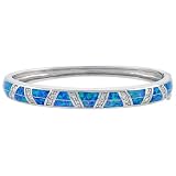1 4 ( 7 mm ) wide Synthetic Opal Bangle Bracelet w  CZ stones