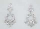 14K White Gold Chandelier Earrings With Diamond Accents
