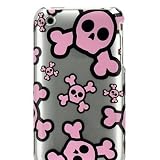 Premium Designer Hard Crystal Snap-on Case for Apple iPhone 3G, 3GS 3G-S - Cool Silver Pink Skulls Print