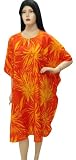 Hot Orange & yellow allover Self Printed Short Plus Size Kaftan Caftan Cover Up Valentine's Day Gift