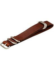 Premium 22mm 5-ring Thick Leather Worn Brown Urban Military Nato Watch Strap - Fits All Watches!!!