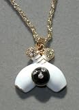 Crossed Rhinestone Topped Bowling Pins Necklace