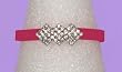 Bracelet - B298 - Crystal Triple Diamond - Designer Inspired - Adjustable Jelly Band ~ Fuchsia