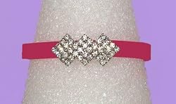 Bracelet - B298 - Crystal Triple Diamond - Designer Inspired - Adjustable Jelly Band ~ Fuchsia