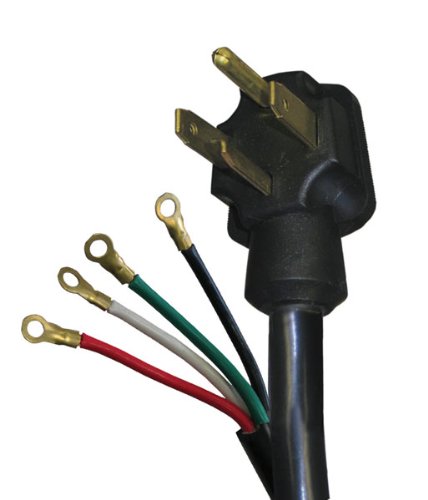Voltec 03-00076 10/4 Black 30 Amp Dryer Cord with Ring Terminals, 4-Foot, Black