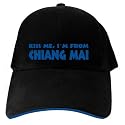 CAPS BLACK EMBROIDERY " KISS ME , I AM FROM CHIANG MAI " THAILAND