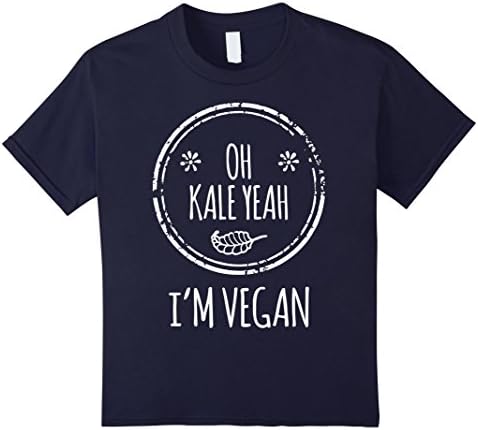 Kids Oh Kale Yeah I'm Vegan T-Shirt 10 Navy