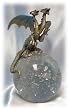 Two-headed Pewter Dragon Statue on Glass Ball