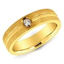14K Yellow Gold Men's Diamond Band Ring