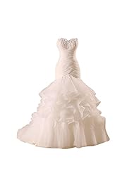 Strapless Sweetheart Feathers Lace-Up Empire   Waistline Organza Wedding Dress  with a Court Train 