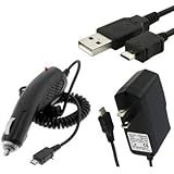 New Combo Rapid Car Charger + Home Wall Charger + USB Data Charge Sync Cable for LG myTouch, myTouch Q, DoublePlay, Optimus Slider / Beacon / Marquee, Esteem, Enlighten, Thrill 4G / Optimus 3D, Cosmos Touch / Attune, Revolution 4G, Genesis, Optimus 2x / G2x, Thrive, Phoenix, Saber, Optimus U / V / S / M / C / T