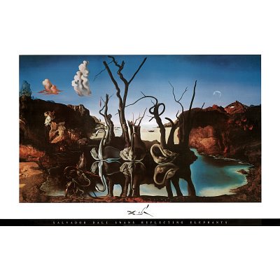 Salvador Dali - Swans Reflecting Elephants Art Print Poster - 36x24