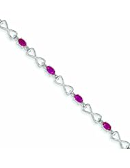 2.8 Carat 14K White Gold w/ Diamond and Ruby Gemstone Bracelet