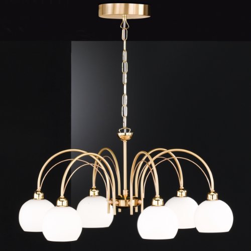 Honsel light chandelier Form 6 flame, matt polished brass / brass, including Power LED