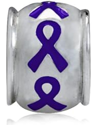 Sterling Silver BE Purple Ribbon Awareness Bead Charm GC0011