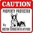 CAUTION: BOSTON TERRIER Protection dog sign