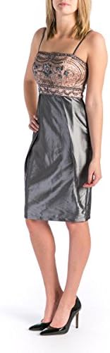 Sue Wong Womens Spaghetti Straps Sleeveless Cocktail Dress Metallic 4