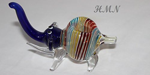 5" Amazing Colored Striped Elephant BUBBLER * * NEW ** Handmade Art Incense Burner