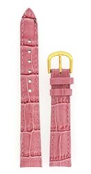 Watch Band Pink Genuine Leather Crocodile Grain 14 millimeter Tech Swiss