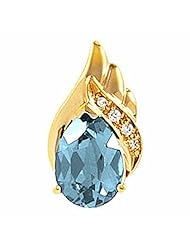 18K Yellow Gold Pear Cut Aquamarine and Diamond Pendant -- LIFETIME WARRANTY