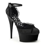 Stiletto Heel D'orsay Style Ankle Strap Platform Sandal / DELIGHT-676BLKSA