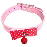 犬 首輪 小型犬 中型犬 おしゃれ かわいい リボン 蝶ネクタイ 首周り 29-37cm 幅 1.8cm 鈴 付き 犬飼あお