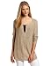 Anne Klein Women's Long Sleeve Cable Front Tunic Top, Tan, Medium