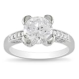 Sterling Silver 3 4/5 CT TGW Round White Cubic Zirconia Engagement Ring