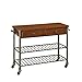 Home Styles The Orleans Kitchen Cart Constructed of Mixed Media, Steel Base with Solid Wood Butcher Block Top, Two Fixed Storage Shelves, Two Push-Through Storage Drawers