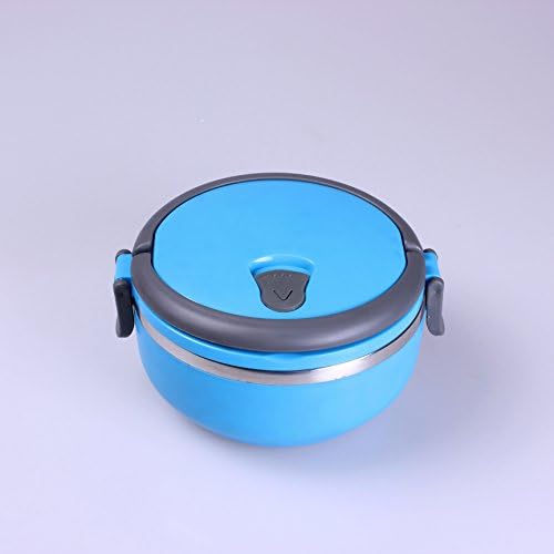 Lunch Box- Stacking Two Tier Tiffin with Vacuum Seal Lid Bento Box stainless Material 1 layer (16 x 15x 8.7cm) (Blue)