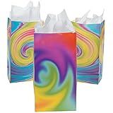 Tie Dye Paper Goodie Bags - 12 per unit