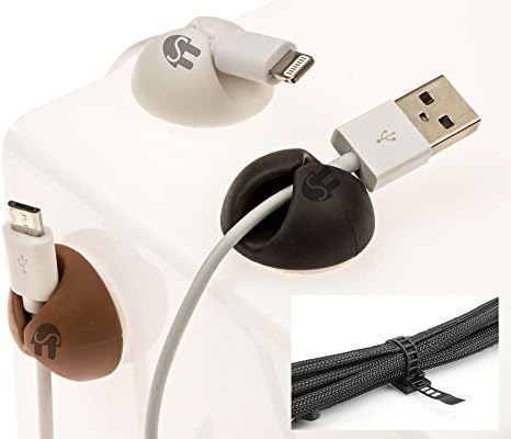 (8 piece) Computer Wire Management System, Clips, Straps, Electrical Cable Cord Organizer, color matching set