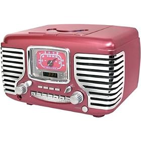 Crosley CR612 Corsair Alarm Clock Radio with CD Player-Metallic Pink