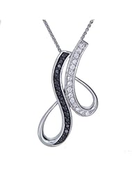 1/2 CT. Black and White Diamond Necklace In Sterling Silver with 18" Chain