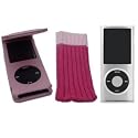 4G PINK FLIP CASE + PINK SOCK & FREE ICE BOX COVER FOR THE NEW APPLE iPOD NANO 4th GENERATION 8GB 16GB (SEP 2008) + NEW NECK STRAP