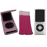 4G PINK FLIP CASE + PINK SOCK & FREE ICE BOX COVER FOR THE NEW APPLE iPOD NANO 4th GENERATION 8GB 16GB (SEP 2008) + NEW NECK STRAP