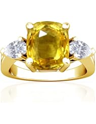 14K Yellow Gold Cushion Cut Yellow Sapphire Three Stone Ring
