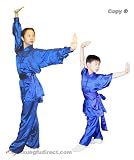 Kung Fu Tai Chi Uniform - Brandless Saphire Blue / Adult Long sleeve