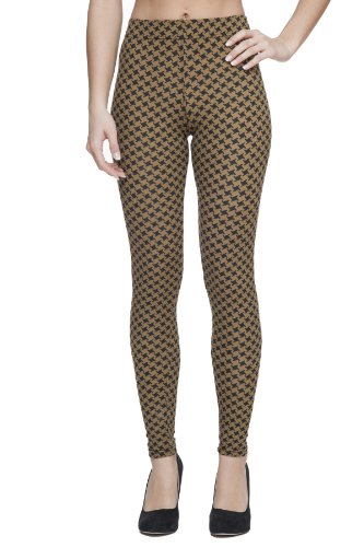 Basico Womens Junior Stretch Exotic Multi Print Leggings By Gazoz Houndstooth Small/Medium