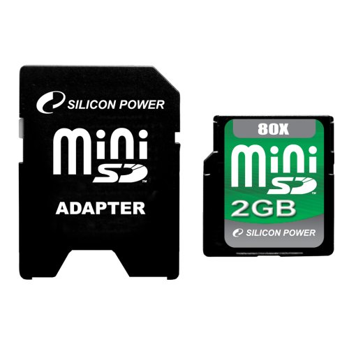 Silicon Power - Carte mémoire MiniSD (80X) avec adaptateur - 2GB