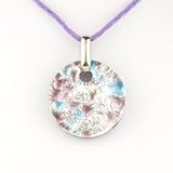 Murano Glass Pendant Jewelry - Round L Purple/Silver